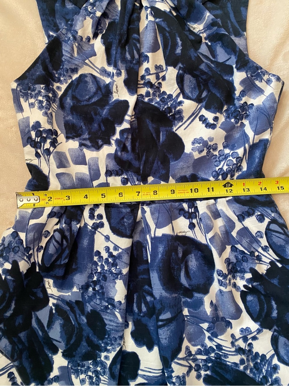 Milly Blue and White Floral Midi Dress - Picture 11 of 12
